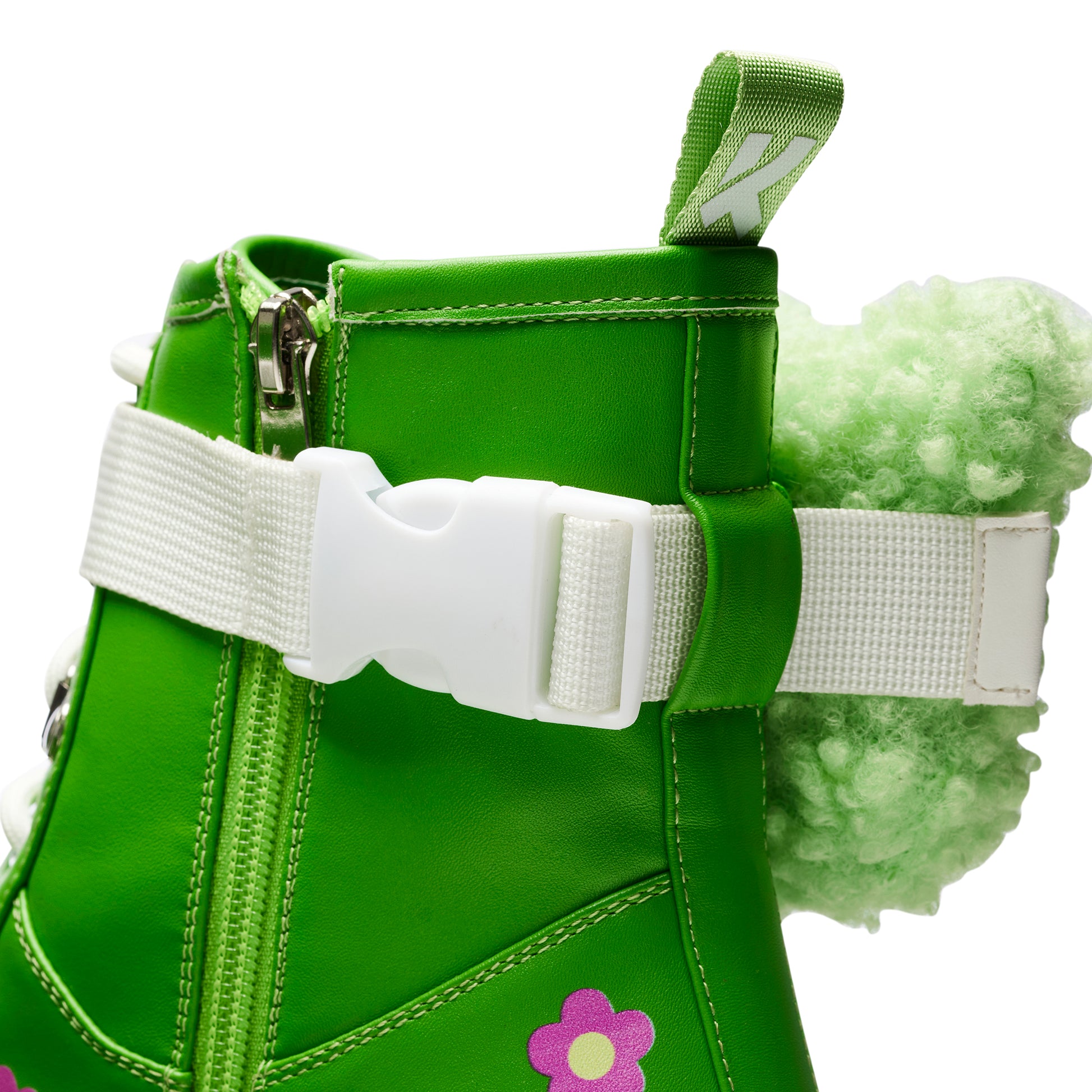 My Tongue Is Sticky Chunky Frog Boots - Green - Koi Footwear - Zip Detail