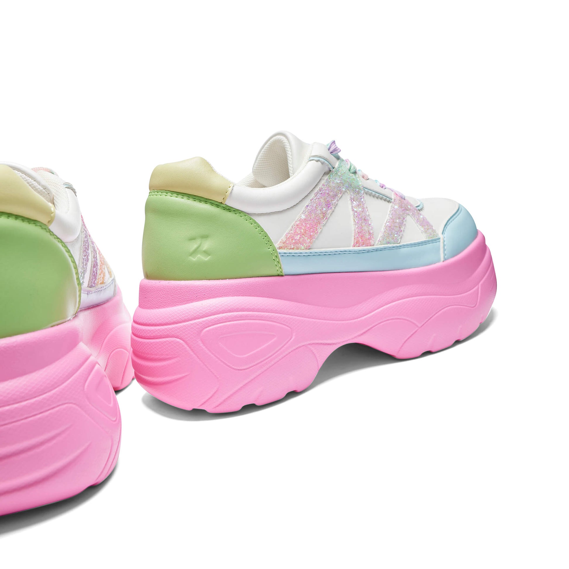 Gummy Glow Worm Chunky Trainers - Multi - KOI Footwear - Back and Side View