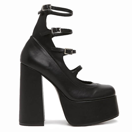 Gurren Strappy Platform Heels - Shoes - KOI Footwear - Black - Main View