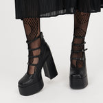Gurren Strappy Heels - Black Chunky HeelS_MOD1