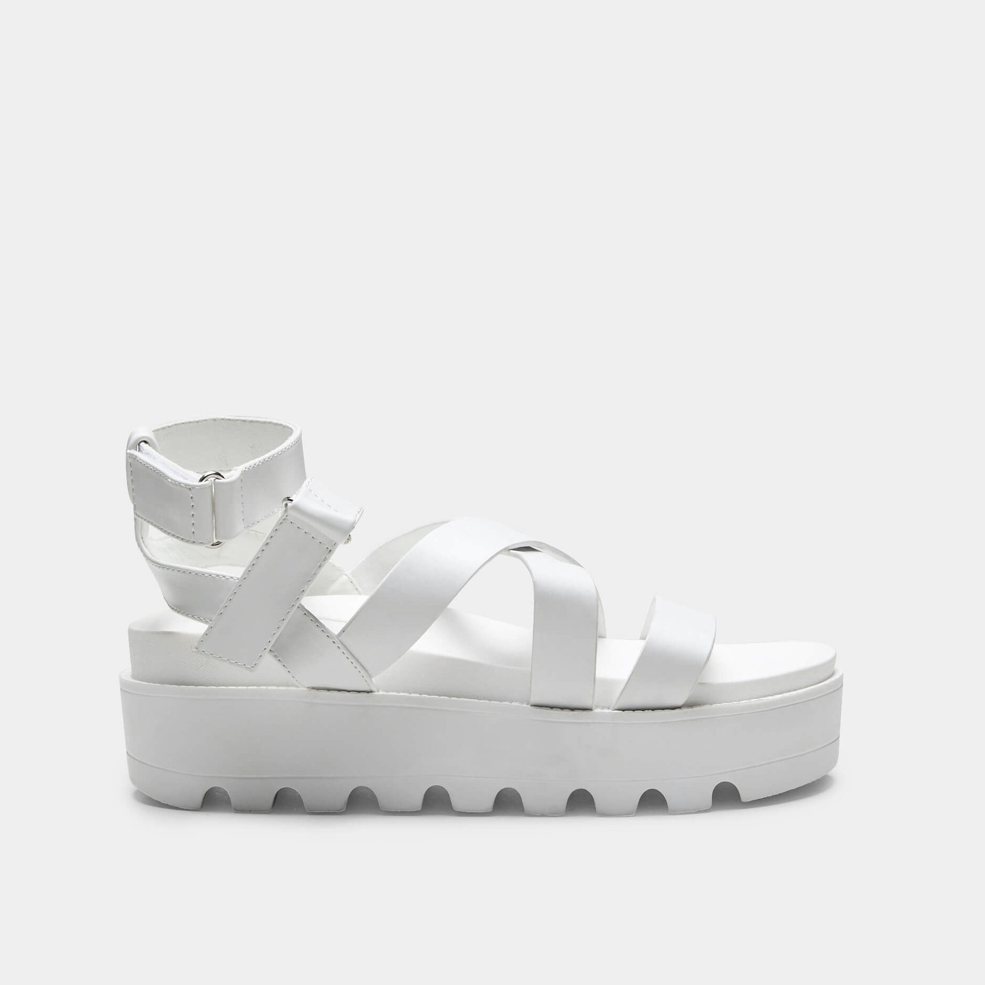 CRIX White Chunky Flatform Sandals - Sandals - KOI Footwear - White - Side View