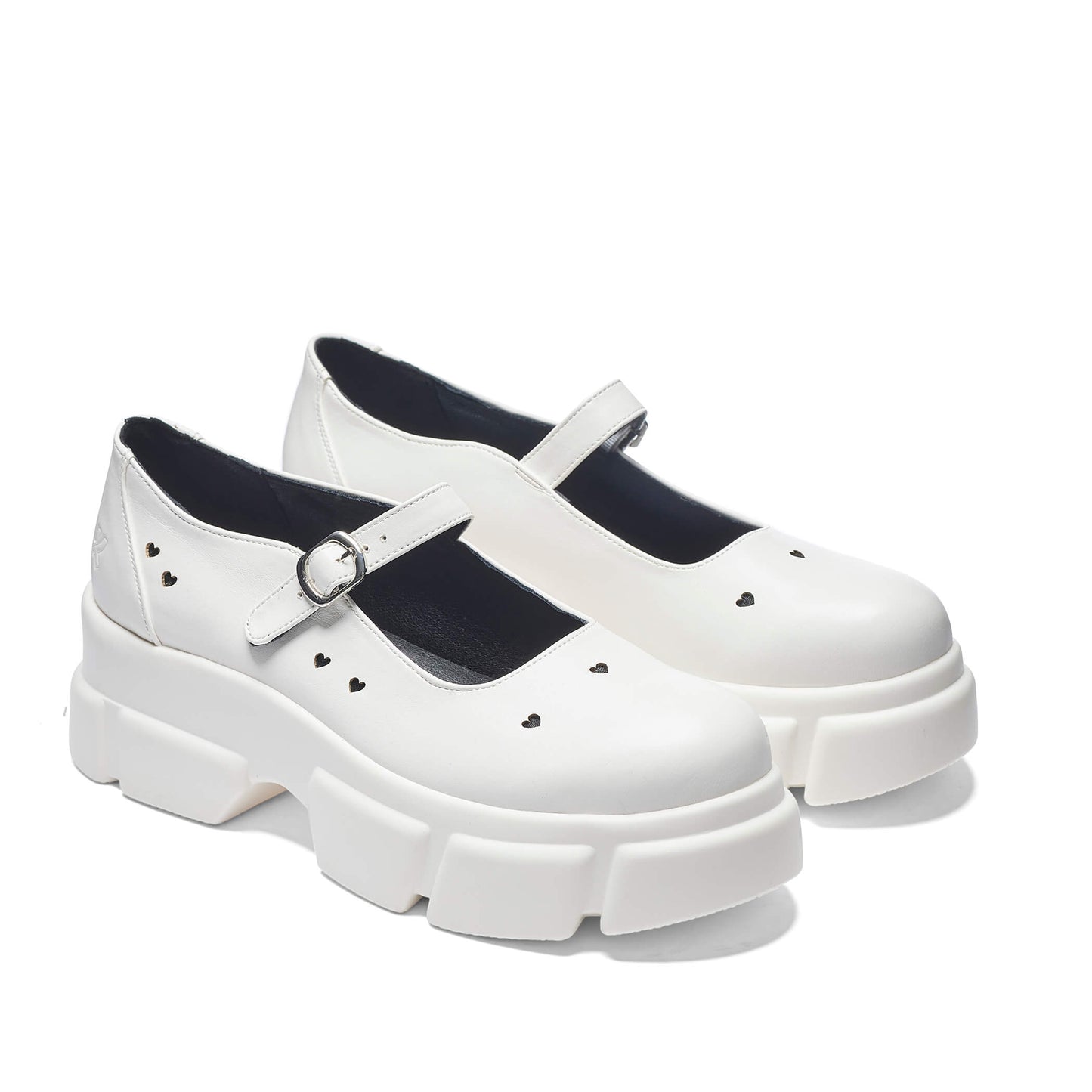 Harmony Heart Mary Jane Shoes - White - Shoes - KOI Footwear - White - Three-Quarter View