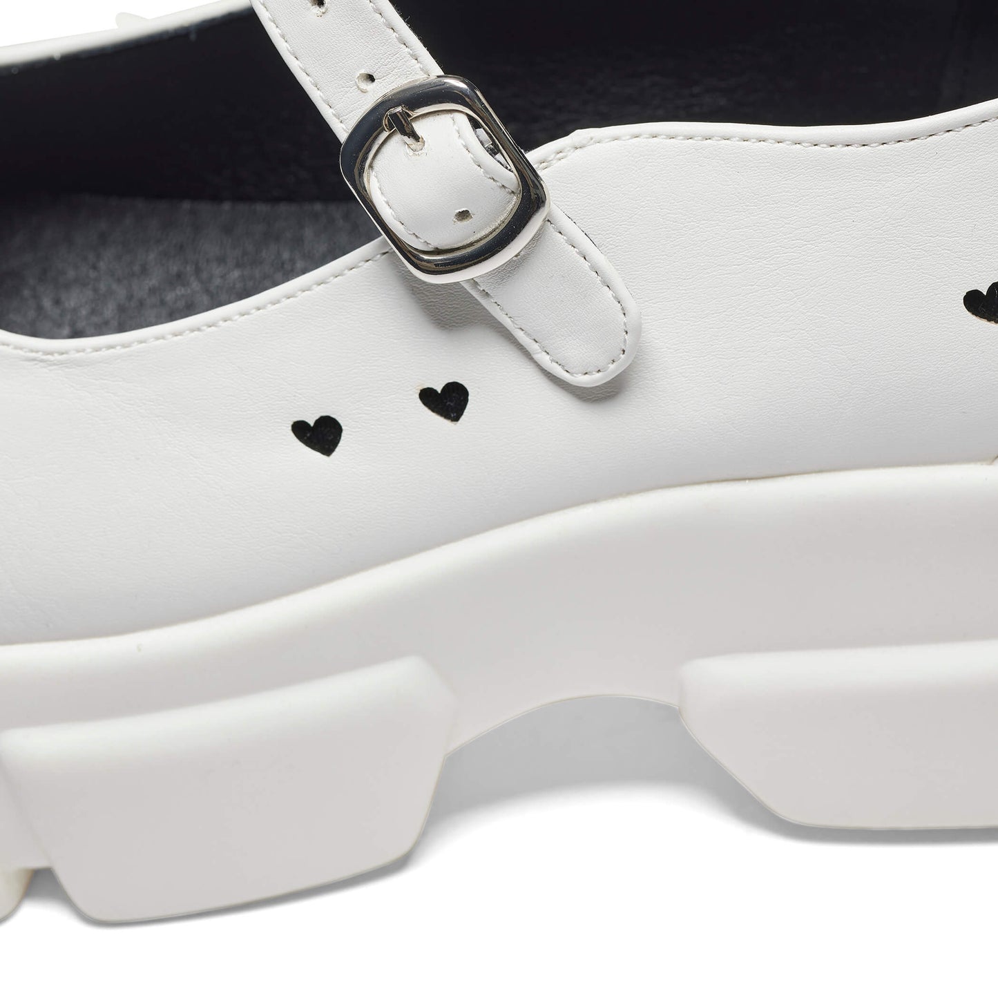 Harmony Heart Mary Jane Shoes - White - Shoes - KOI Footwear - White - Buckle Detail