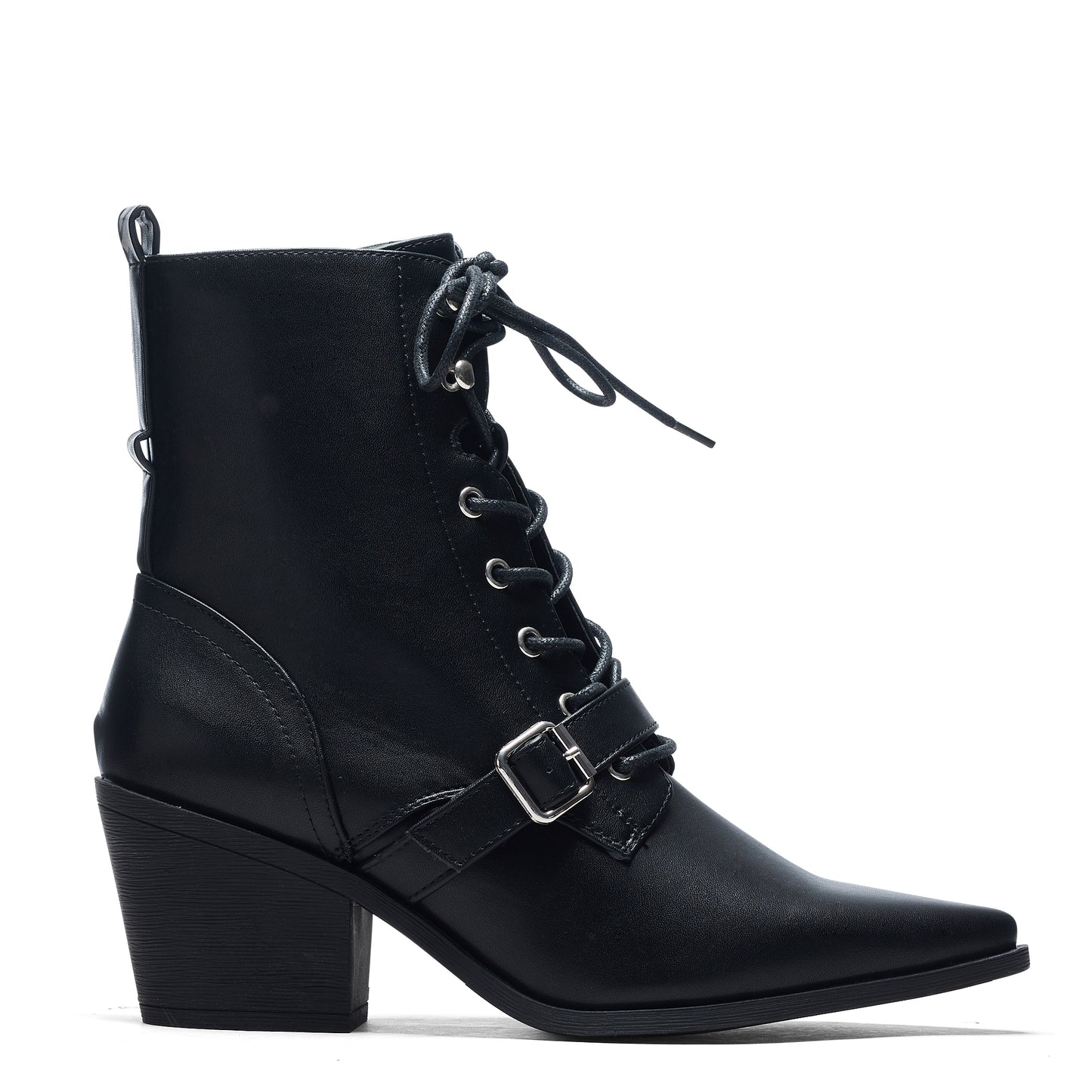 Hawk Pointed Cowboy Boots - Ankle Boots - KOI Footwear - Black - Side View