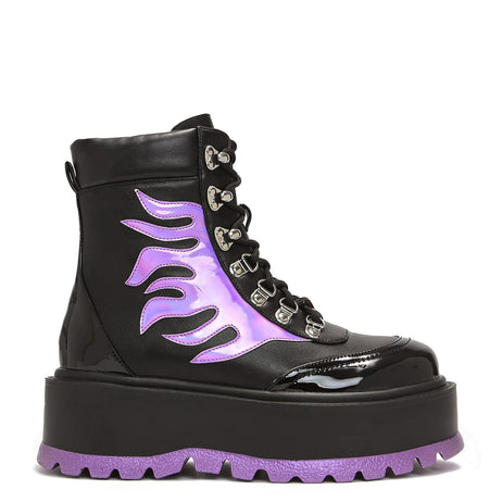 Helios Purple Hologram Flame Boots - Ankle Boots - KOI Footwear - Purple - Main View