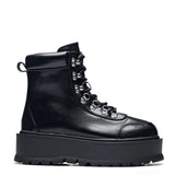 HYDRA All Black Matrix Platform Boots - Platform Ankle Boots - KOI Footwear - Black - Main View