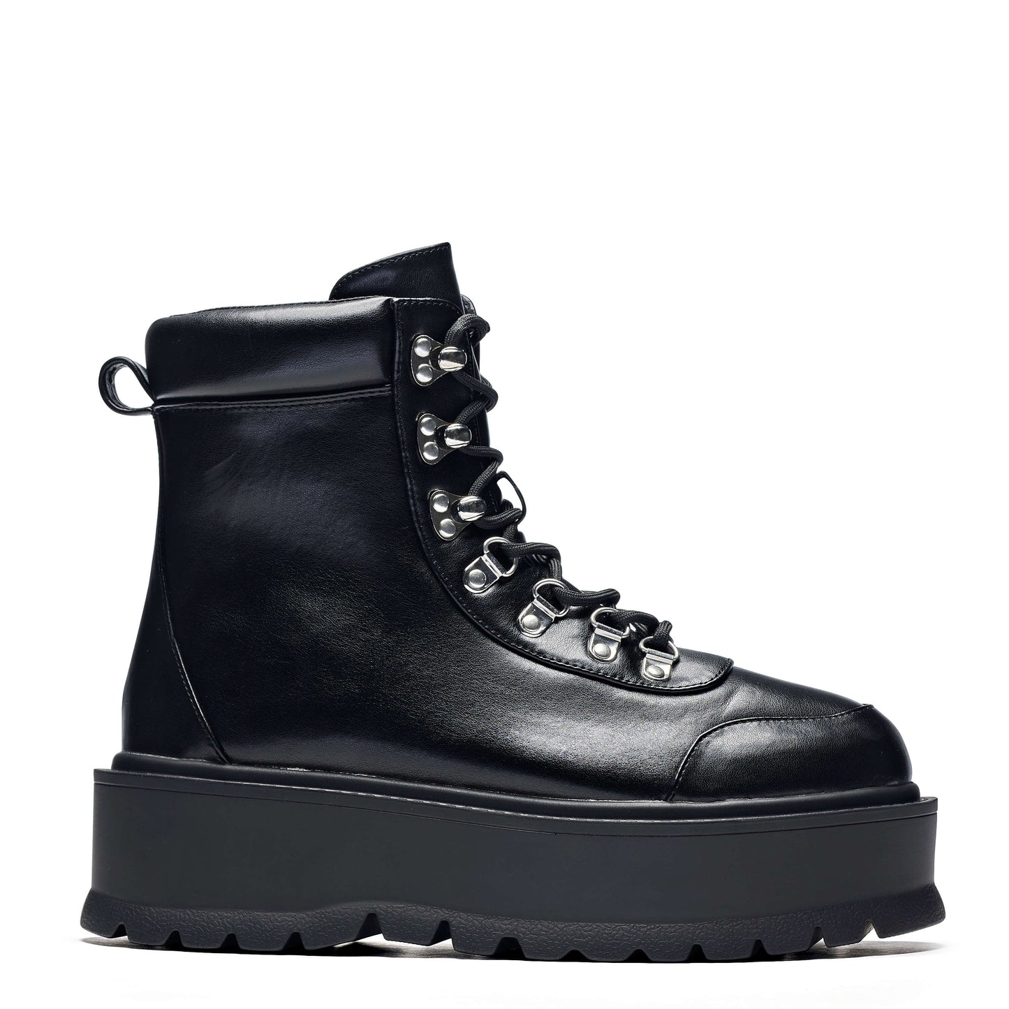 HYDRA All Black Matrix Platform Boots - Ankle Boots - KOI Footwear - Black - Side View