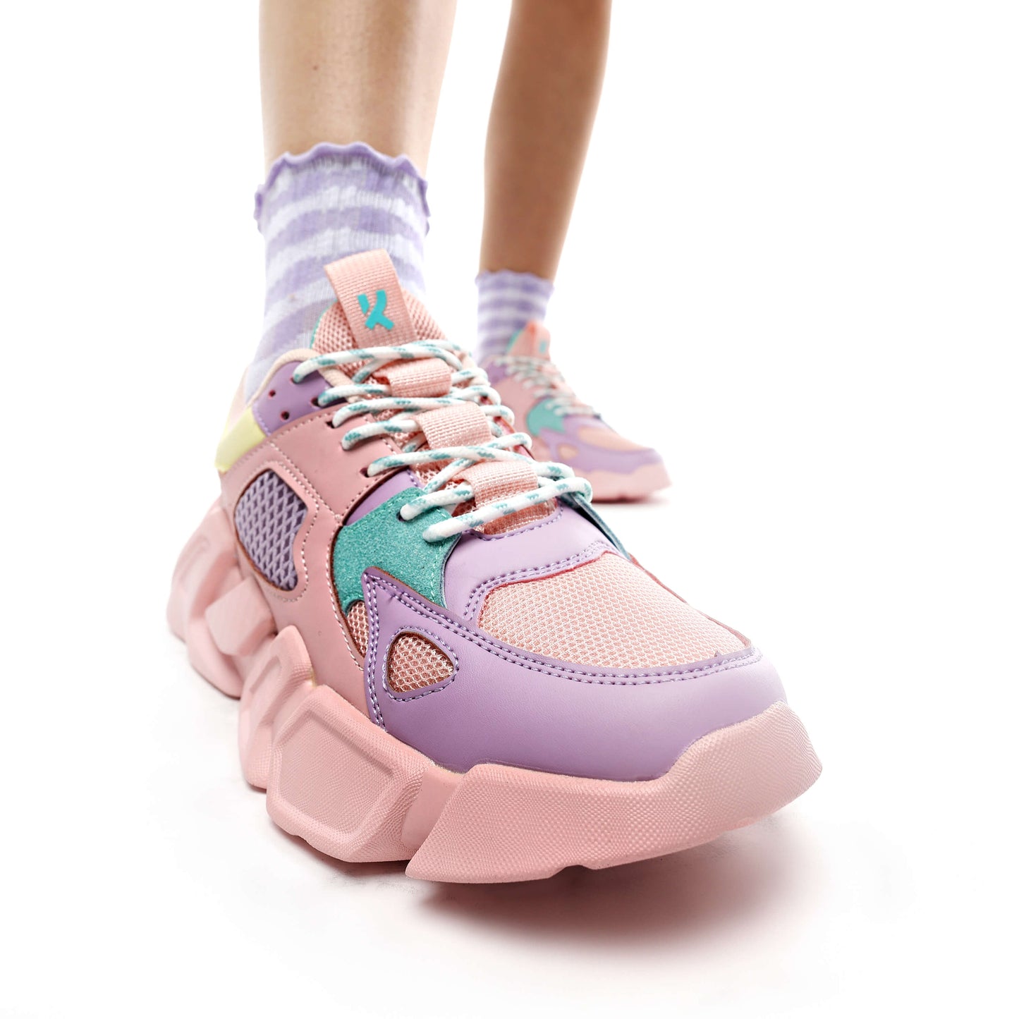 Ice Cream Beast Pastel Multi Trainers - Trainers - KOI Footwear - Pink - Model Side View