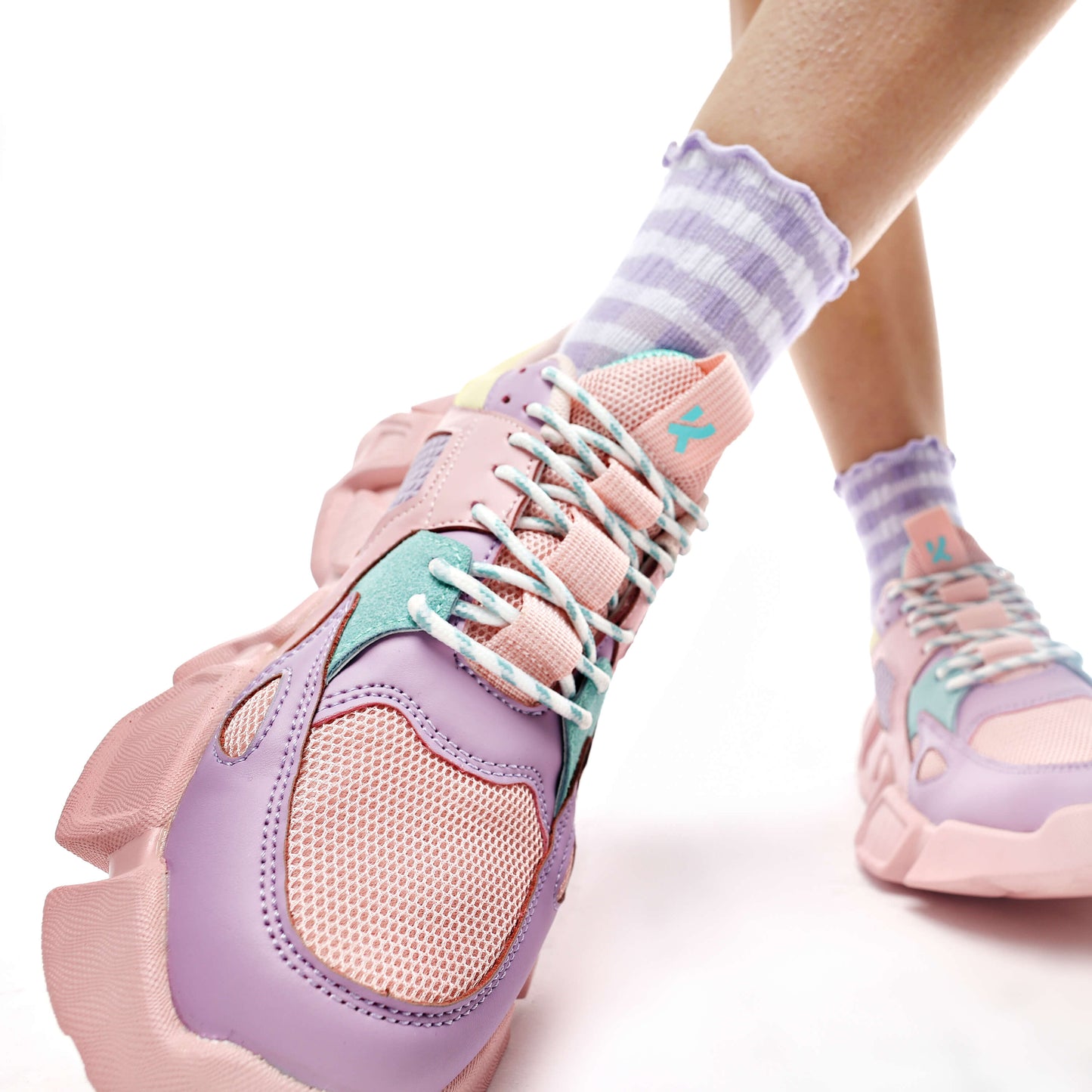 Ice Cream Beast Pastel Multi Trainers - Trainers - KOI Footwear - Pink - Model Front View