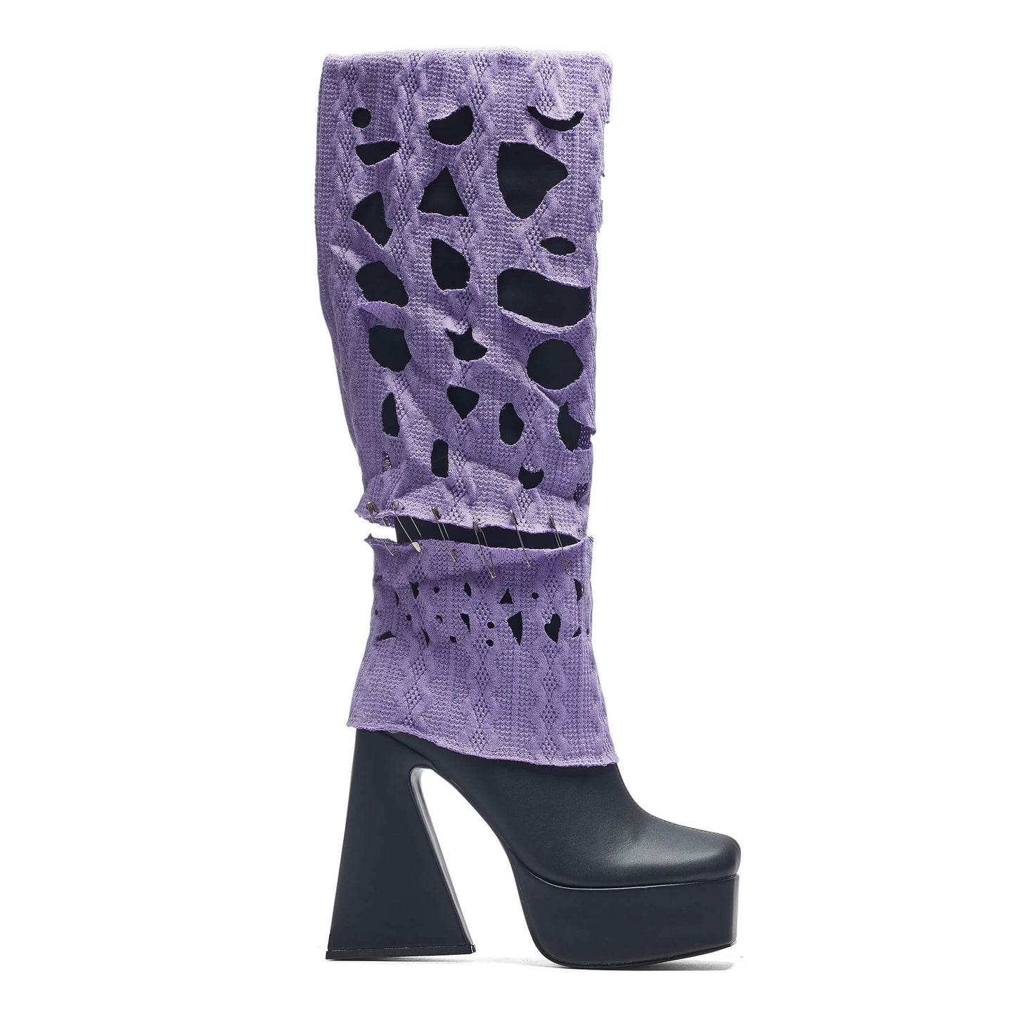 Jam Monster Heeled Long Boots - Purple - Long Boots - KOI Footwear - Purple - Side View