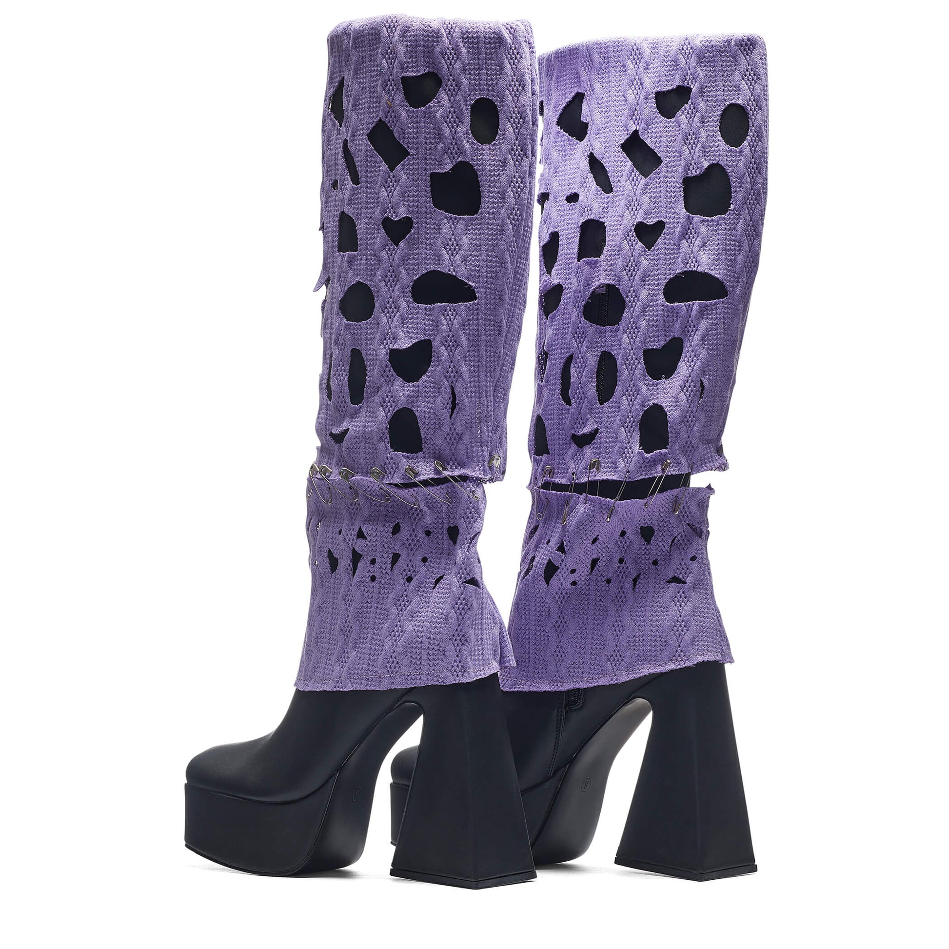 Jam Monster Heeled Long Boots - Purple - Long Boots - KOI Footwear - Purple - Back View