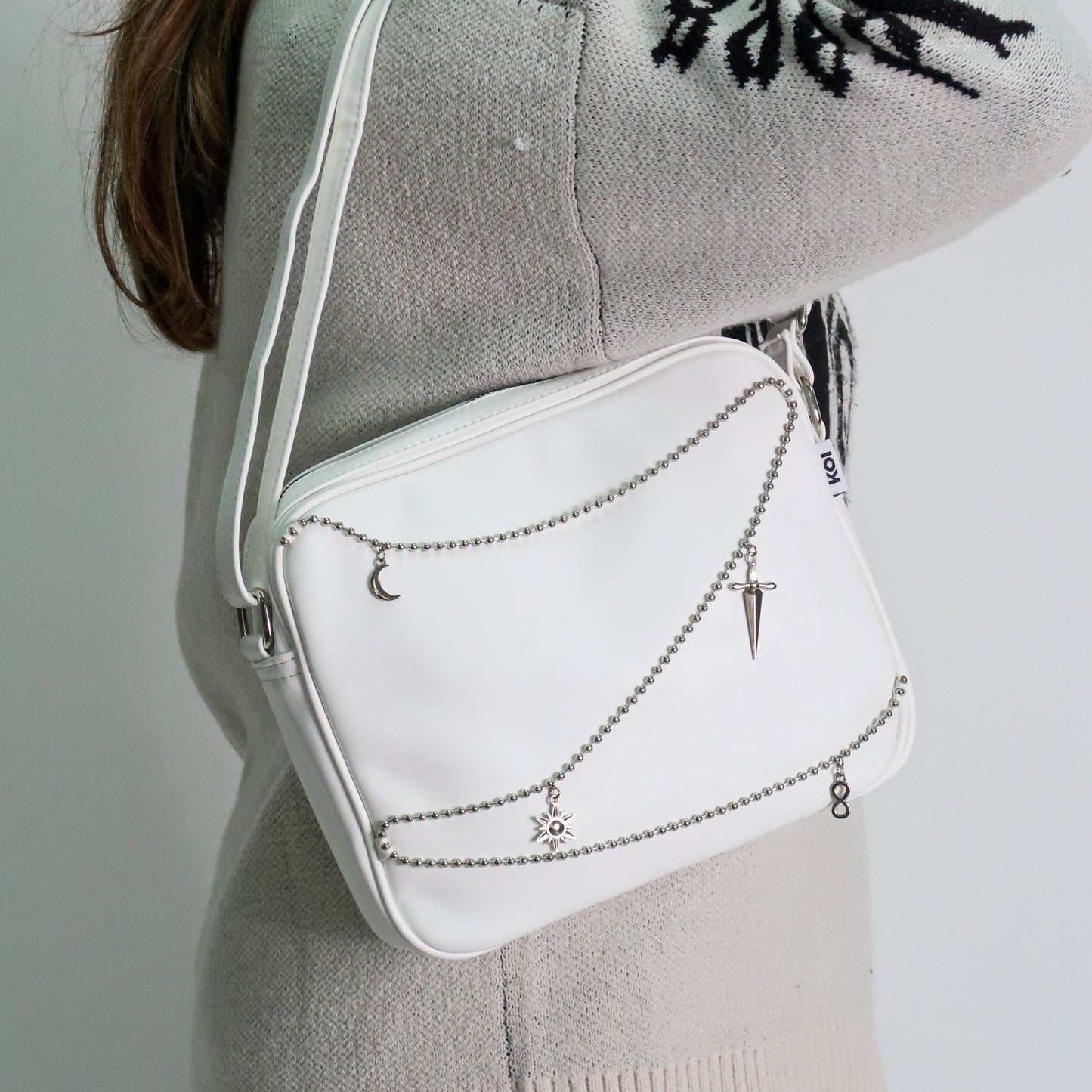 Jinx Mystic Charm White Shoulder Bag - Accessories - KOI Footwear - OS - Model Close Detail