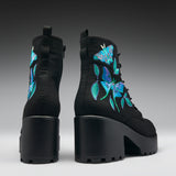 Butterfly Dune Suede Platform Military Boots - Black