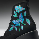 Butterfly Dune Suede Platform Military Boots - Black