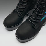 Butterfly Dune Suede Platform Military Boots - Black