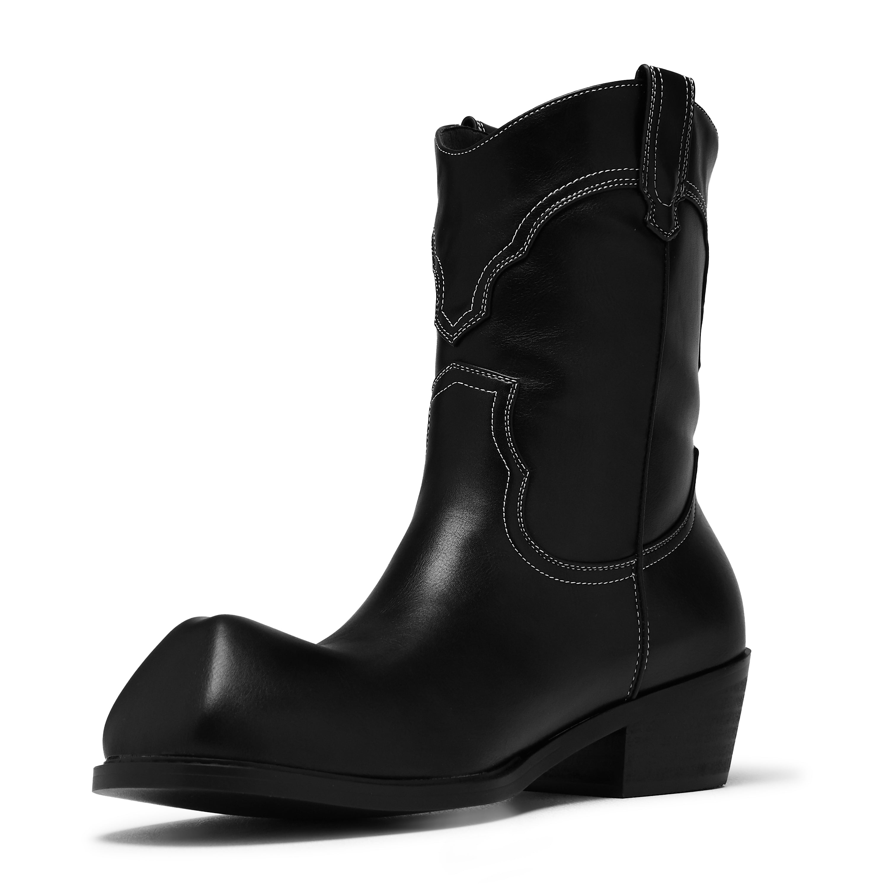 Boot Nose Hexmark Men's Snub Nose Short Cowboy Boots - Black Vintage – KOI footwear