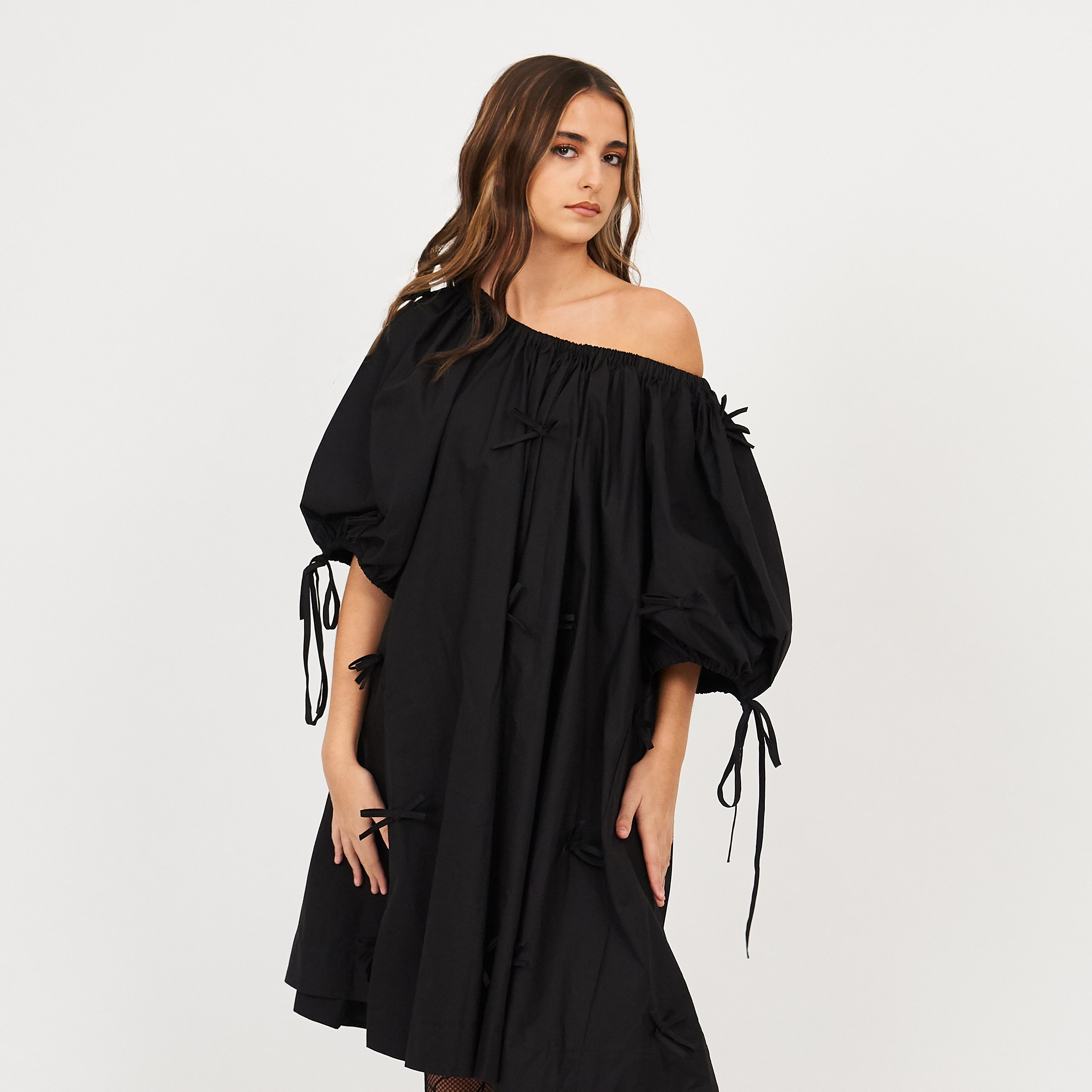 KOI_Bespoke Lullabite Puff Sleeve Black Bow Dress