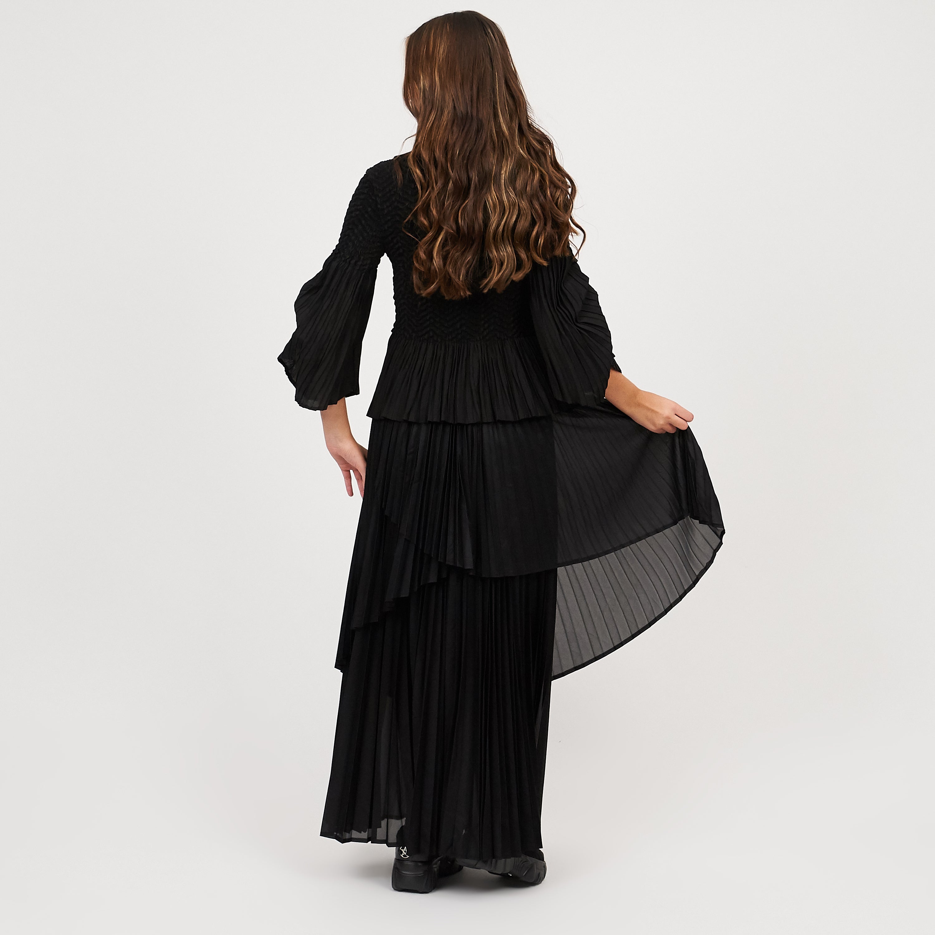 KOI_Bespoke Noctura Black Pleated Top and Skirt Co Ord- One Size_ECOM3
