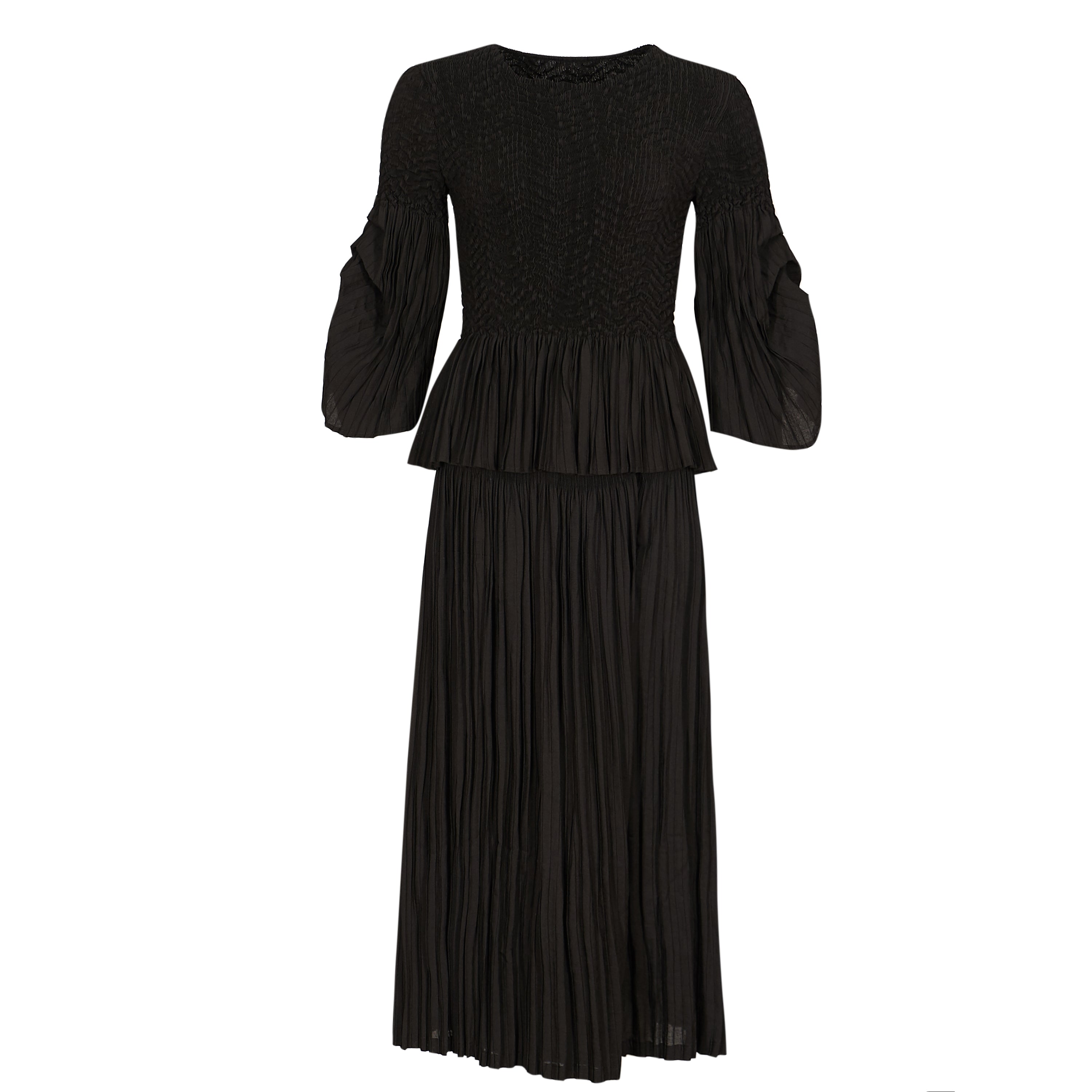 KOI_Bespoke Noctura Black Pleated Top and Skirt Co Ord- One Size_ECOM6