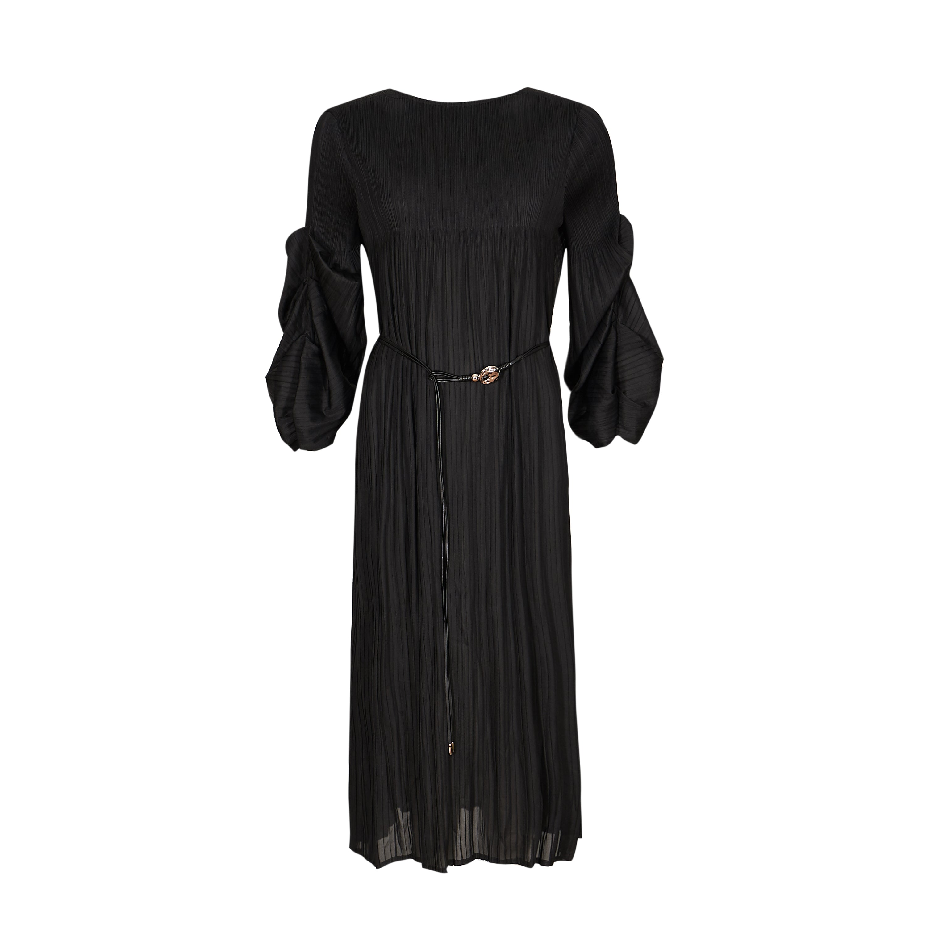 KOI_Bespoke Penumbra Black Pleated Midi Dress_5