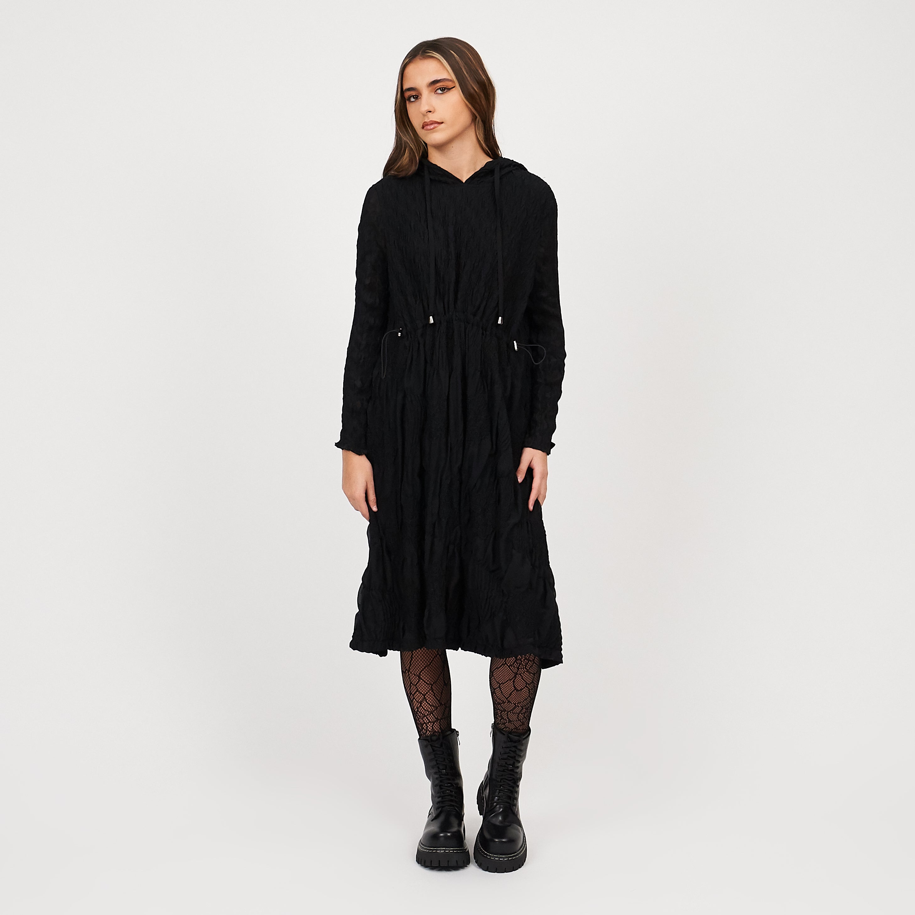 KOI_Bespoke Scintilla Black Utility Hooded Dress_