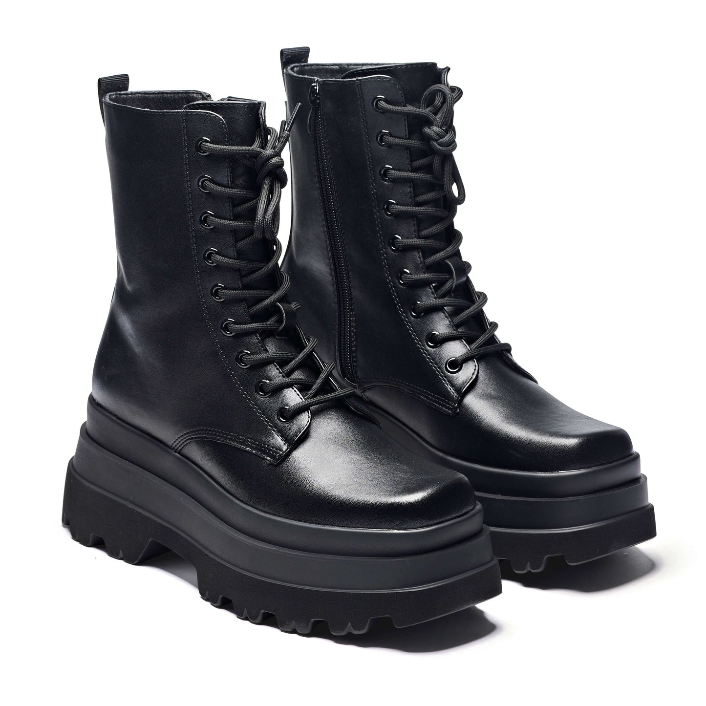 Deathwatch Trident Platform Boots - Ankle Boots - KOI Footwear - Black - Three-Quarter View