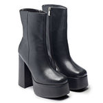 Lexus Black Platform Heeled Boots - Ankle Boots - KOI Footwear - Chunky Boots - Three-Quarter View