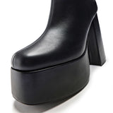 Lexus Black Platform Heeled Boots - Ankle Boots - KOI Footwear - Black - Platform Detail