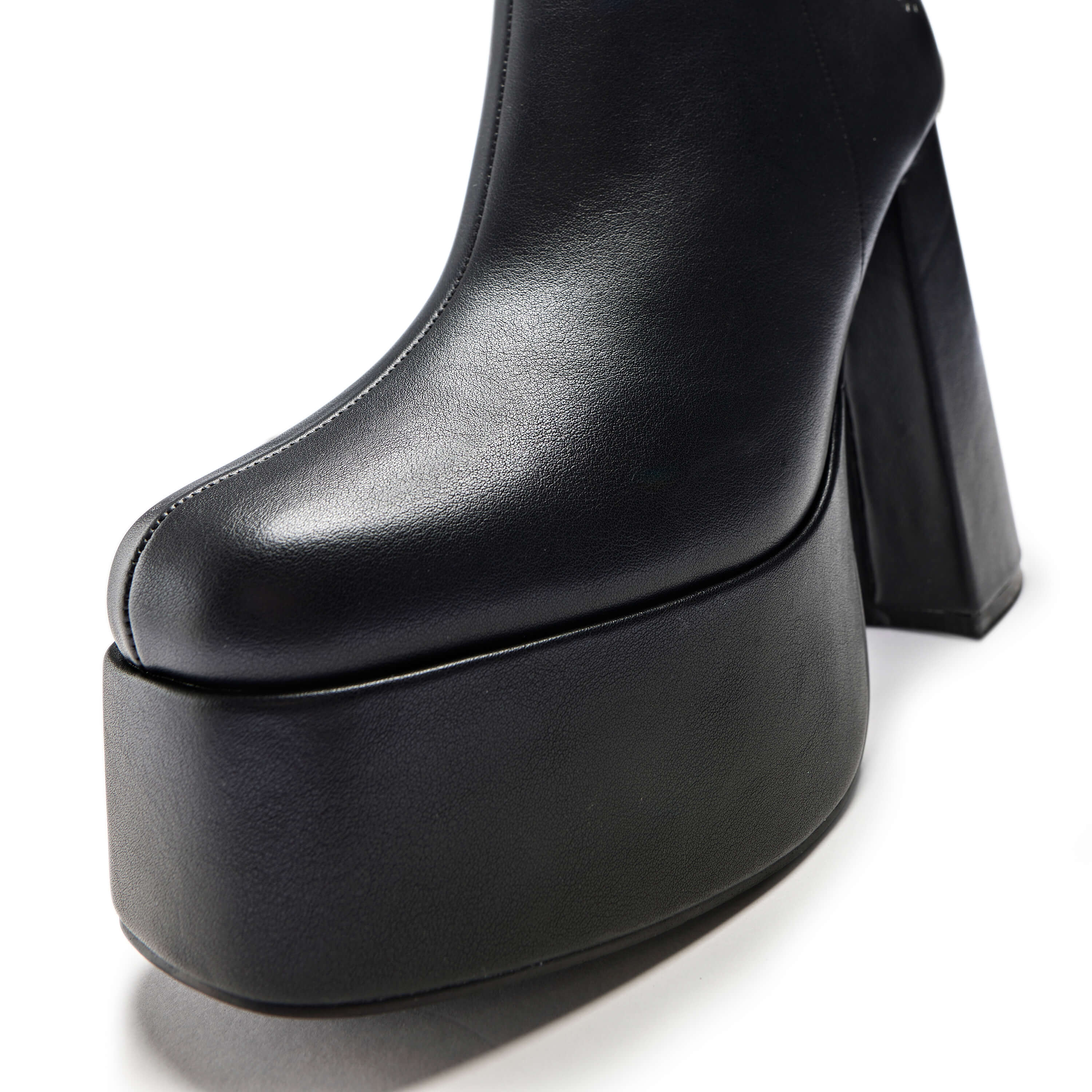 Lexus Black Platform Heeled Boots - Ankle Boots - KOI Footwear - Black - Platform Detail