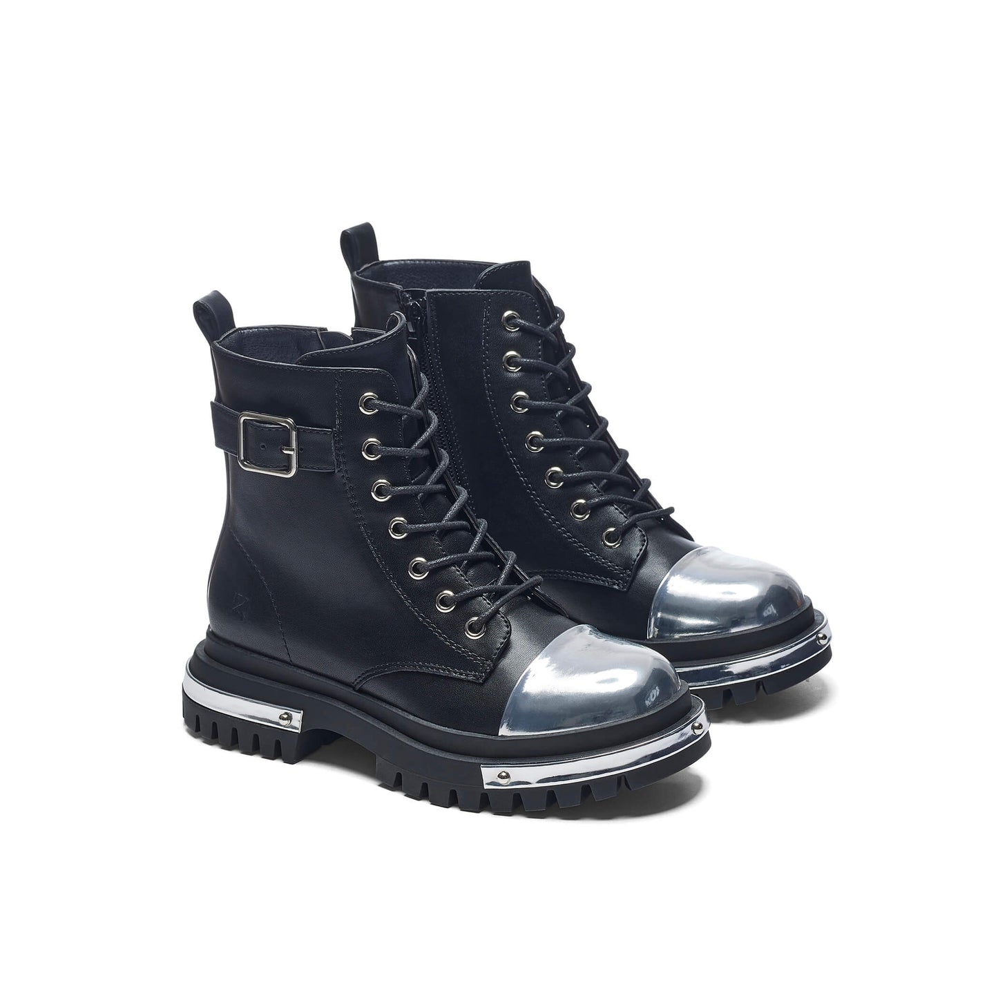 Lil’ Borin Hardware Boots - Ankle Boots - KOI Footwear - Black - Three-Quarter View