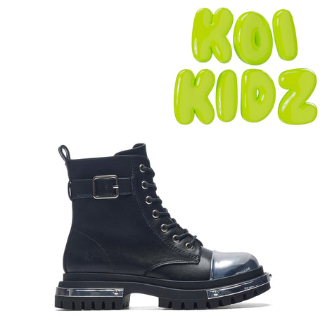 Lil’ Borin Hardware Boots - Ankle Boots - KOI Footwear - Black - Main View