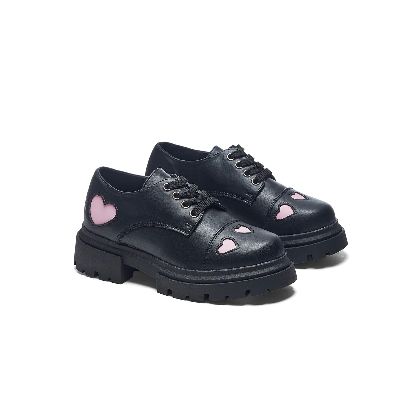 Lil’ Tennin Heart Shoes - Shoes - KOI Footwear - Black - Three-Quarter View