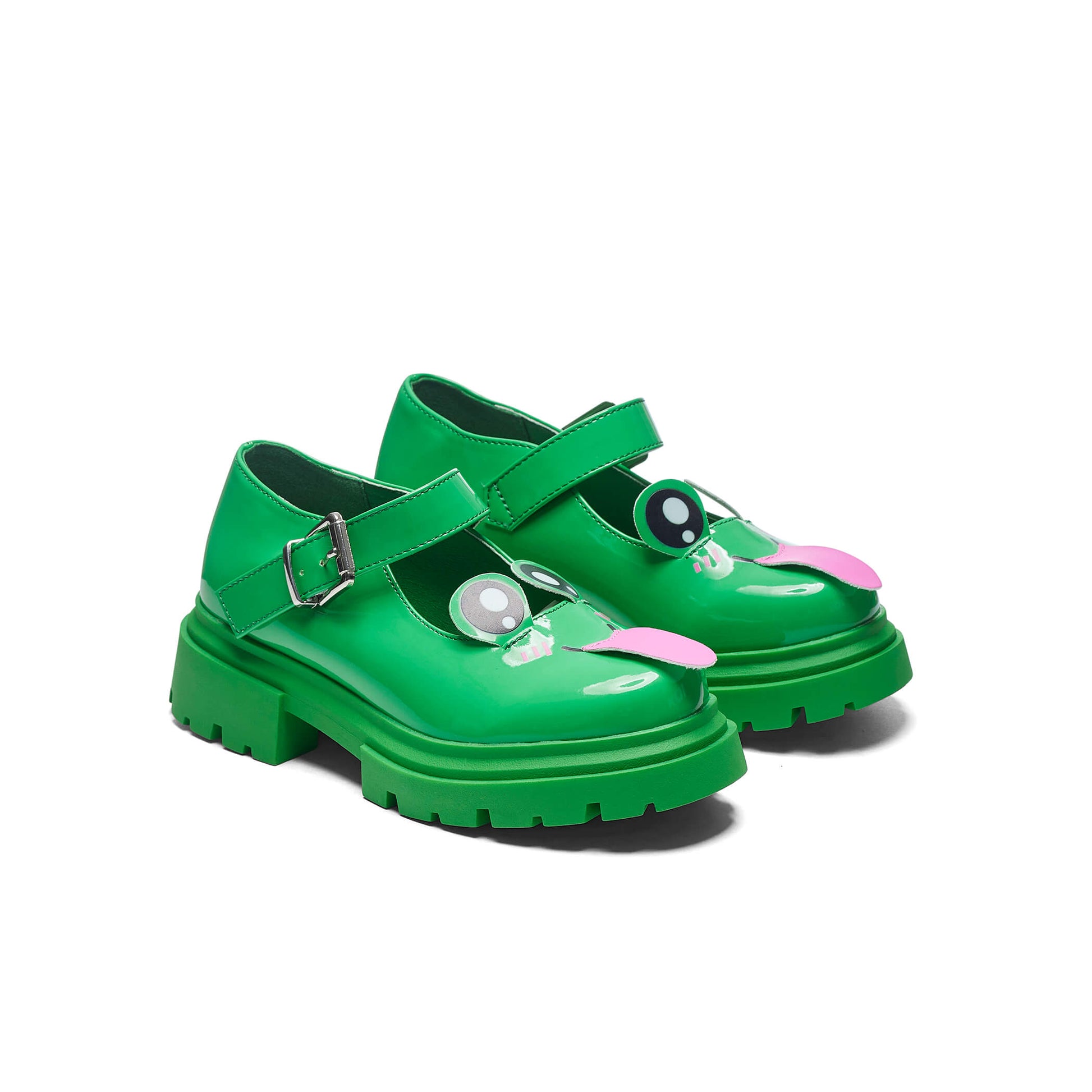 Lil’ Tira Cheeky Frog Mary Janes - Mary Janes - KOI Footwear - Green - Three-Quarter View