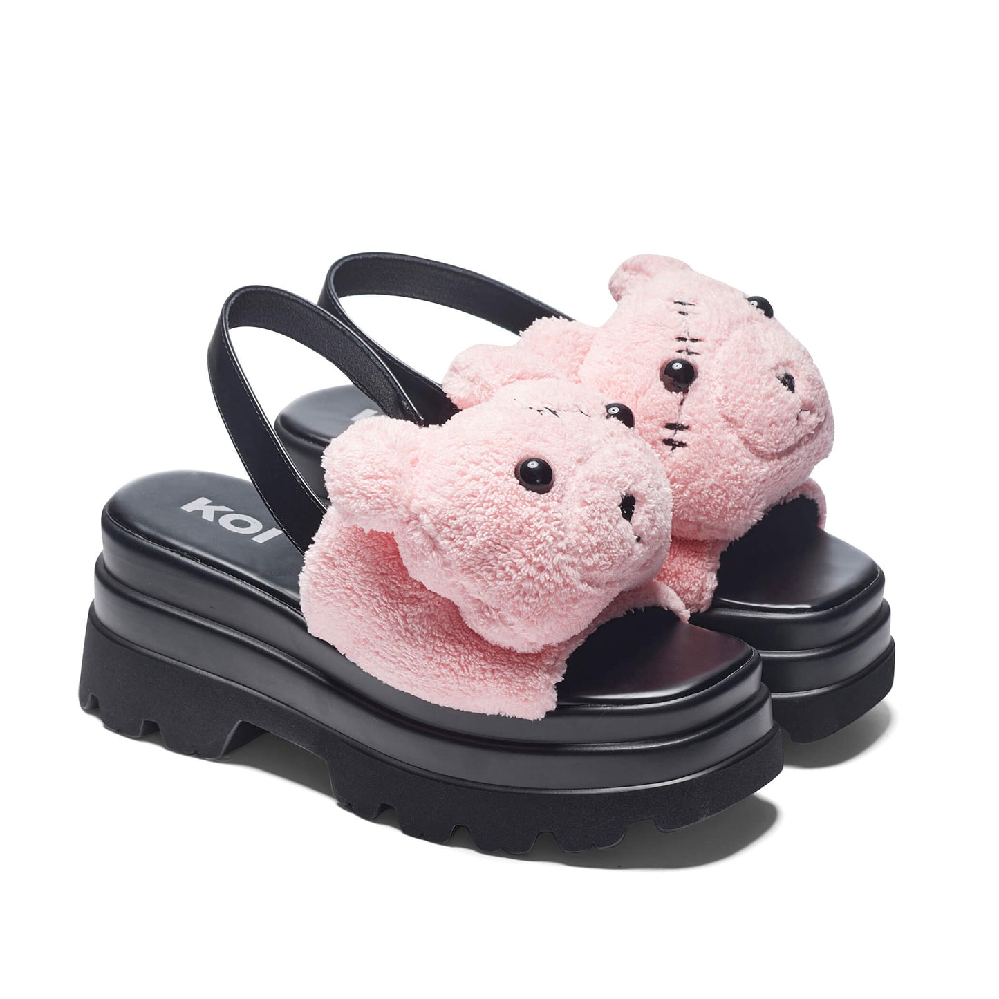 Binky Fuzzy Chunky Sandals - Pink - KOI Footwear - Three-Quarter View