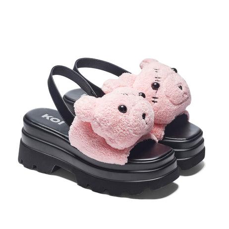 Binky Fuzzy Chunky Sandals - Pink - KOI Footwear - Main View