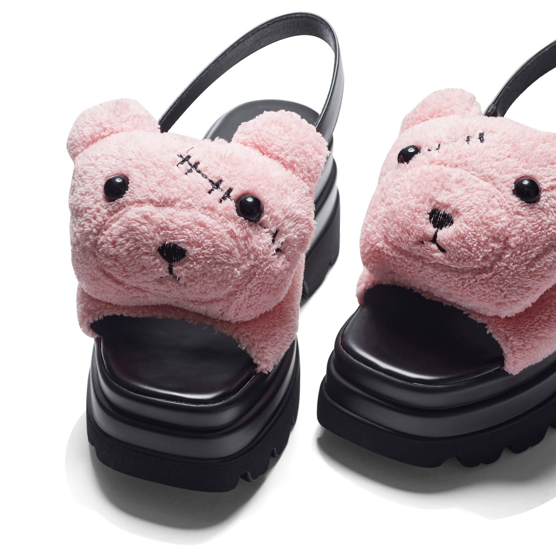 Binky Fuzzy Chunky Sandals - Pink - KOI Footwear - Front View