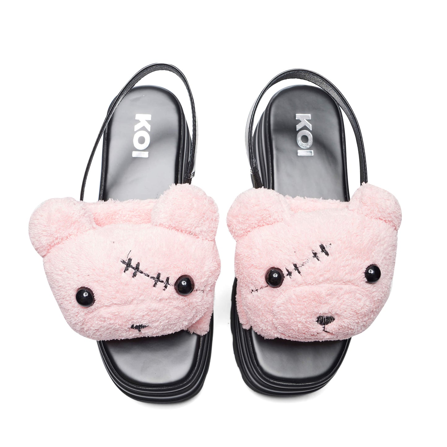 Binky Fuzzy Chunky Sandals - Pink - KOI Footwear - Top View