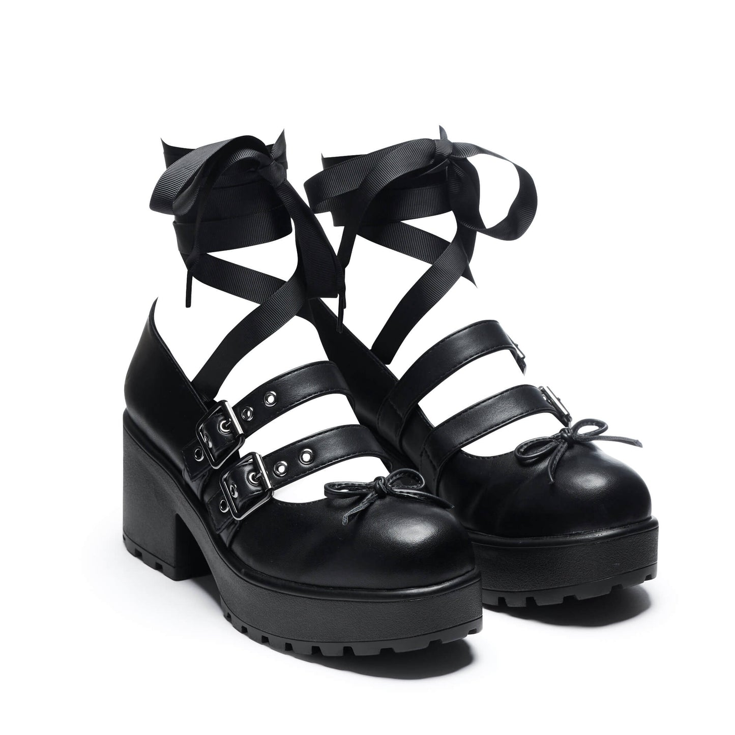 Miyako Lace Up Ballet Shoes - Black - Koi Footwear - Three-Quarters View