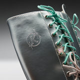 Numinous Lace Up Charm Long Boots -Silver