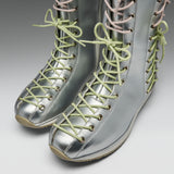 Numinous Lace Up Charm Long Boots -Silver