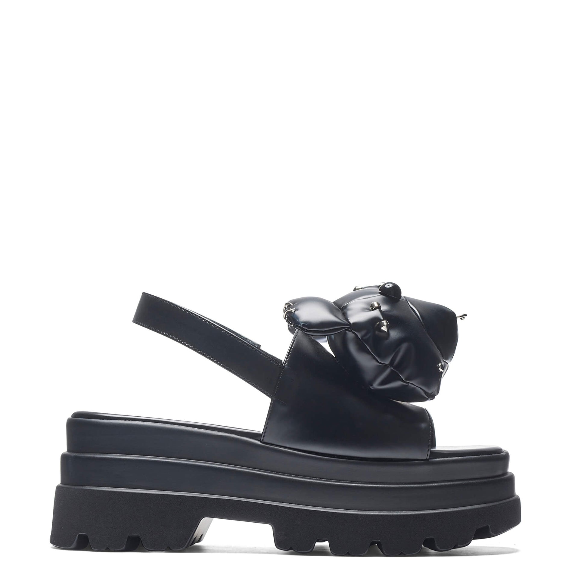 Double C  Xiaoxiang Chain Fabric Head Chunky Sandal Black Lambskin main image 0