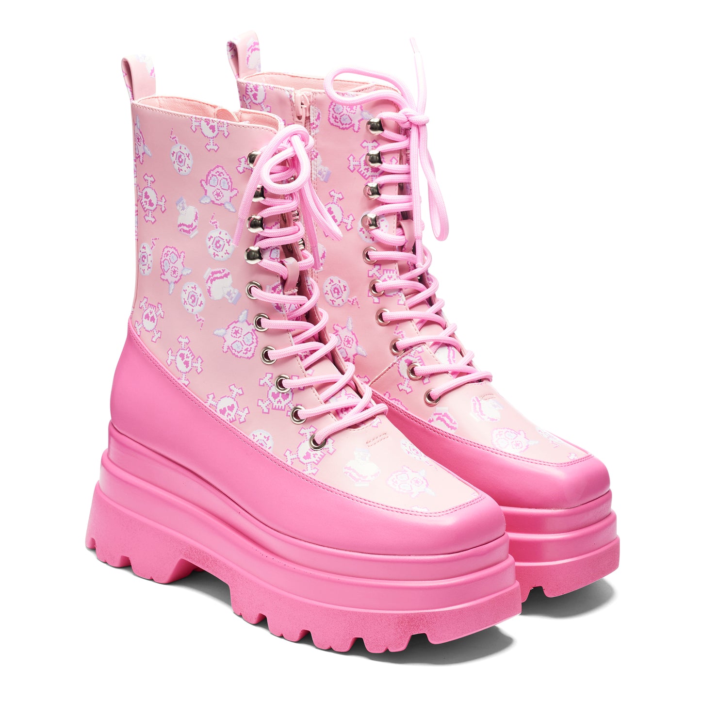 Pink Magic Yami Printed Trident Boots - Pink - KOI Footwear - Three-Quarter View