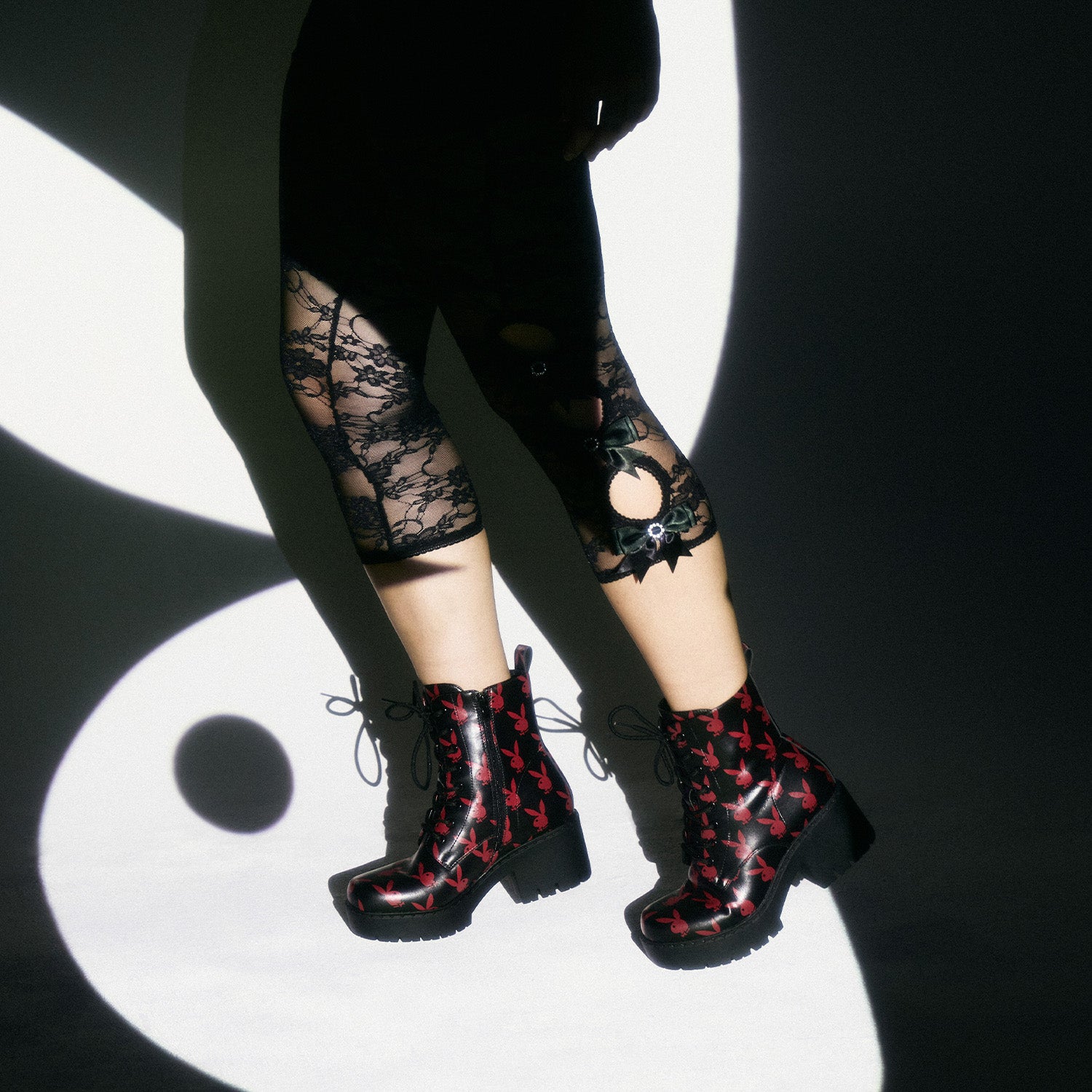 Playboy Reprise Red Switch Boots - Ankle Boots - KOI Footwear - Black - Model View