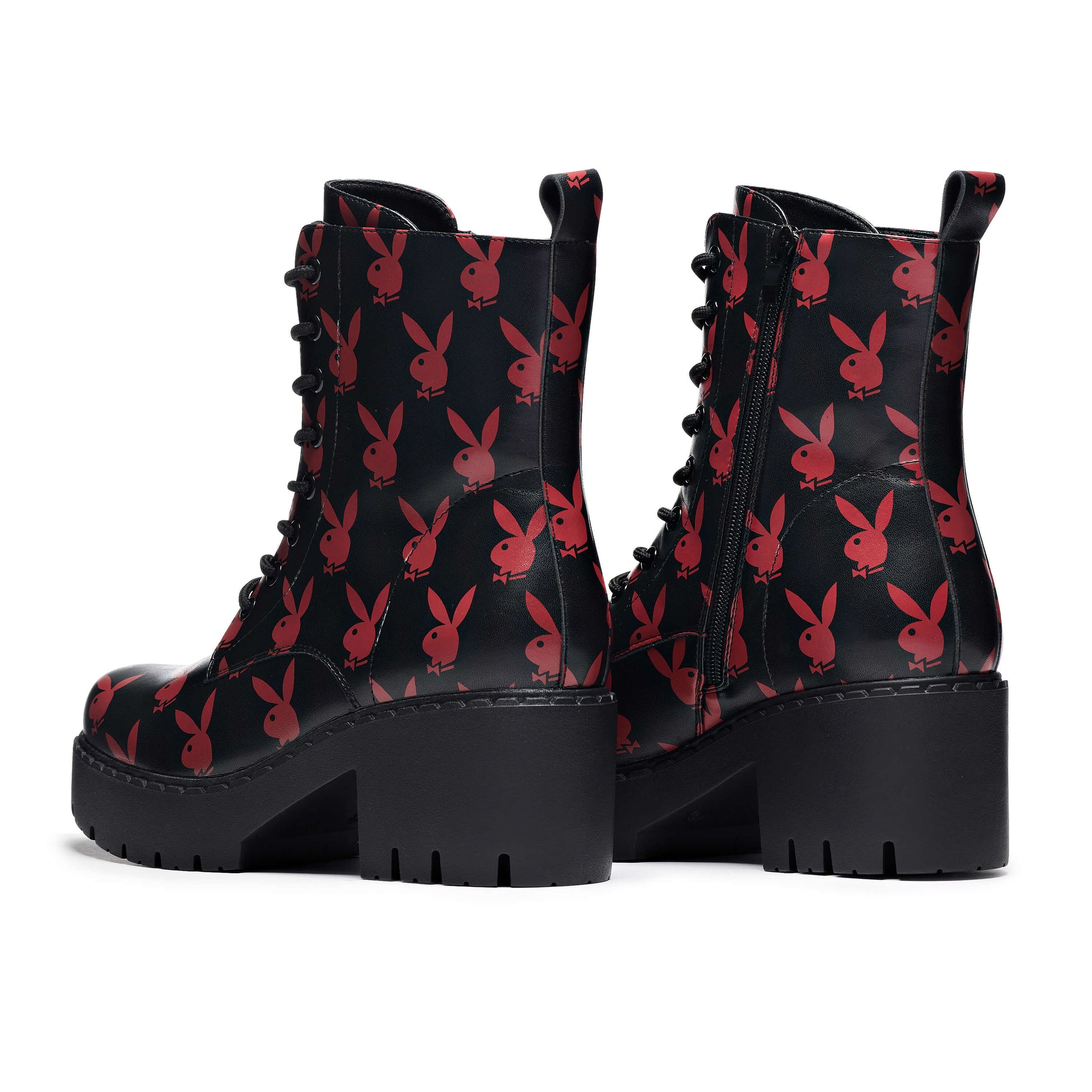 Playboy Reprise Red Switch Boots - Ankle Boots - KOI Footwear - Black - Back View