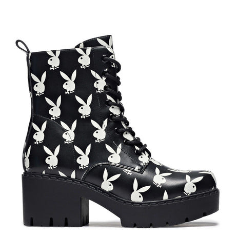 Playboy Reprise White Switch Boots - Ankle Boots - KOI Footwear - Black - Main View