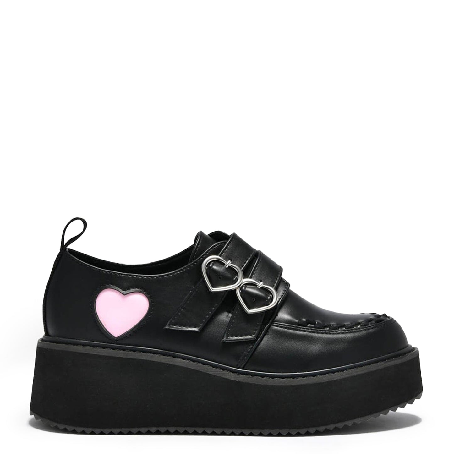 Pothos Pink Heart Wave Platform Shoes - Shoes - KOI Footwear - Black - Main View