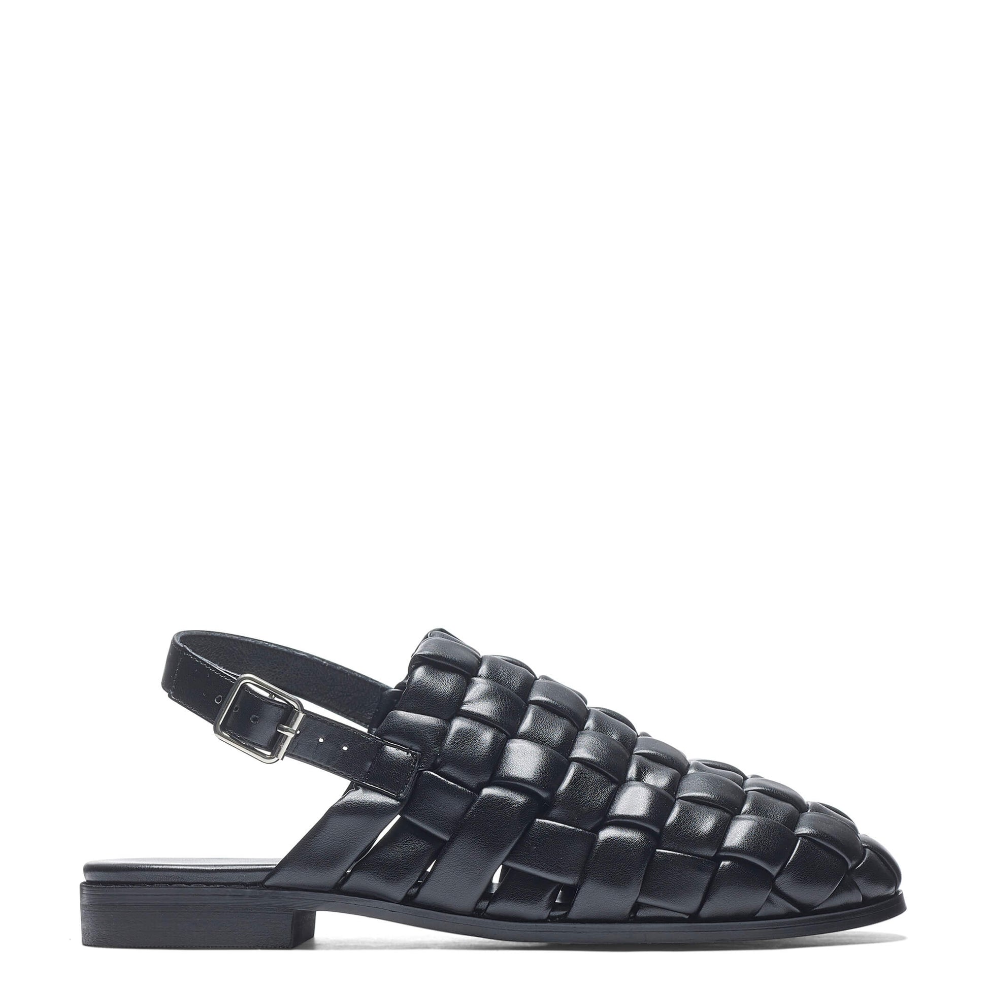 Provence Men's Weaved Slingback Sandals - KOI Footwear - Black - Side View