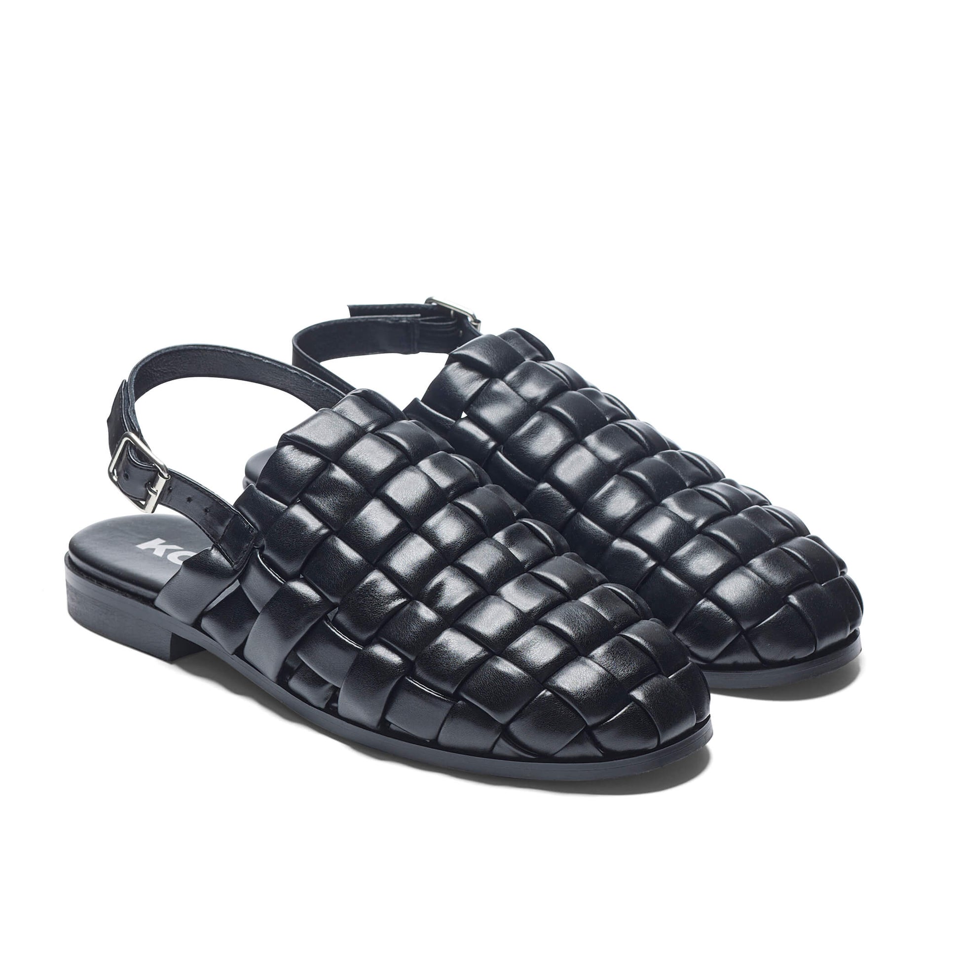 Provence Men's Weaved Slingback Sandals - KOI Footwear - Black - Three-Quarter View