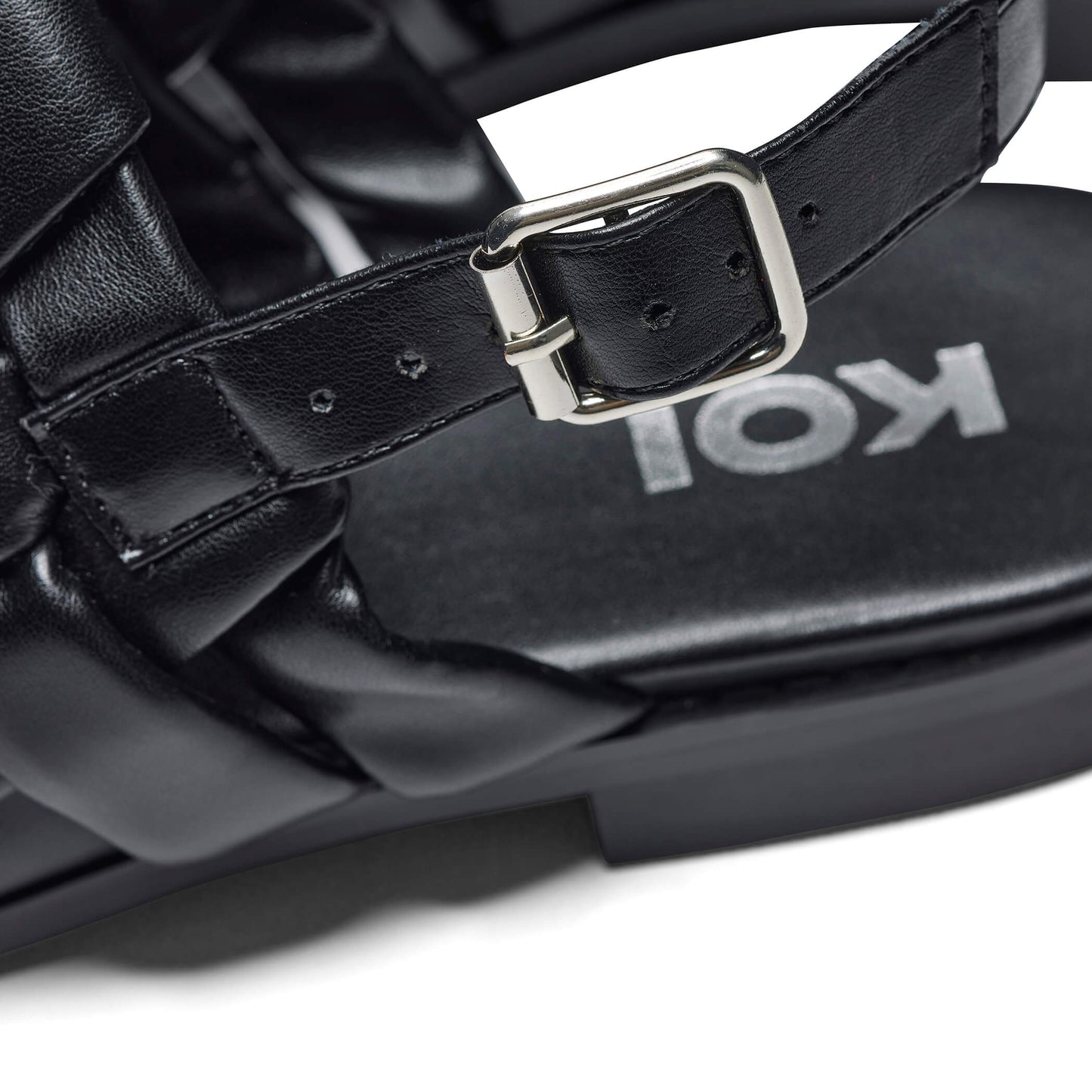 Provence Men's Weaved Slingback Sandals - KOI Footwear - Black - Buckle View
