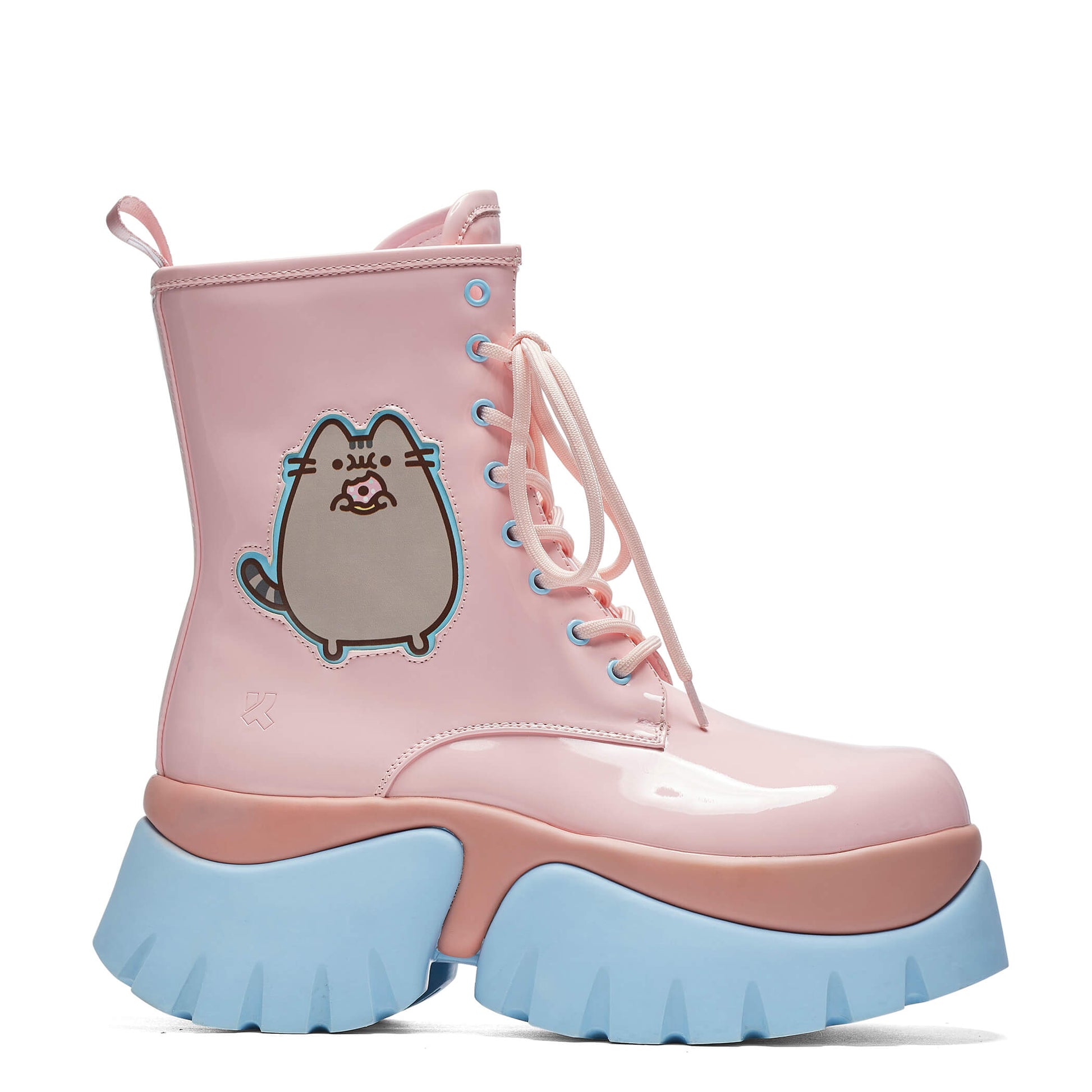 Pusheen Doughnuts Pastel Patent Boots - Ankle Boots - KOI Footwear - Pink - Side View